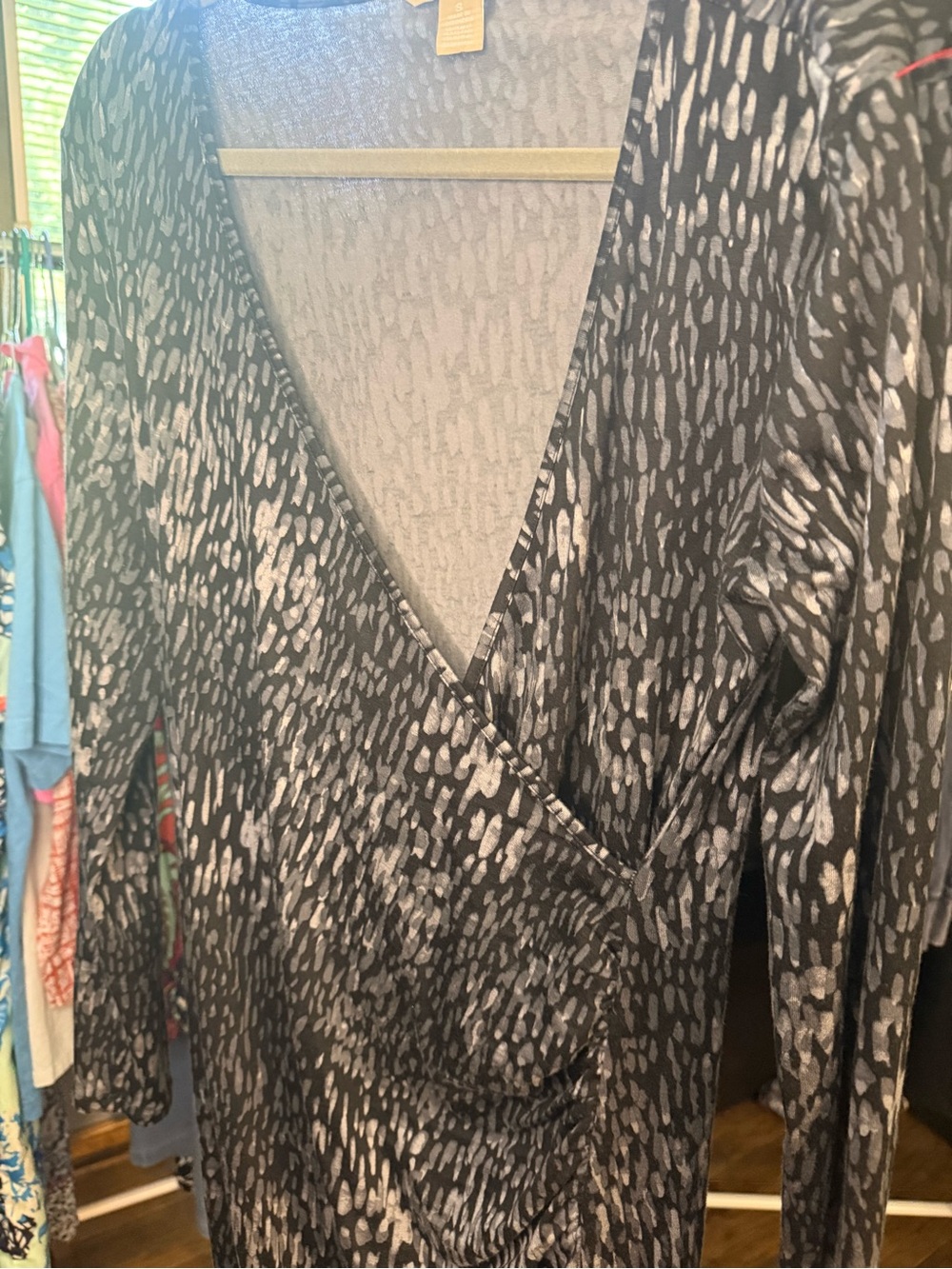Banana Republic Black and White Printed Wrap Dress